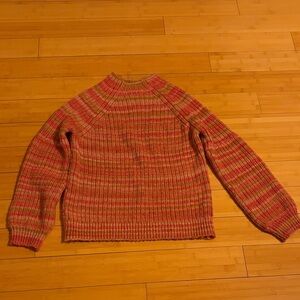 Anthropologie Red and Green Turtleneck Sweater